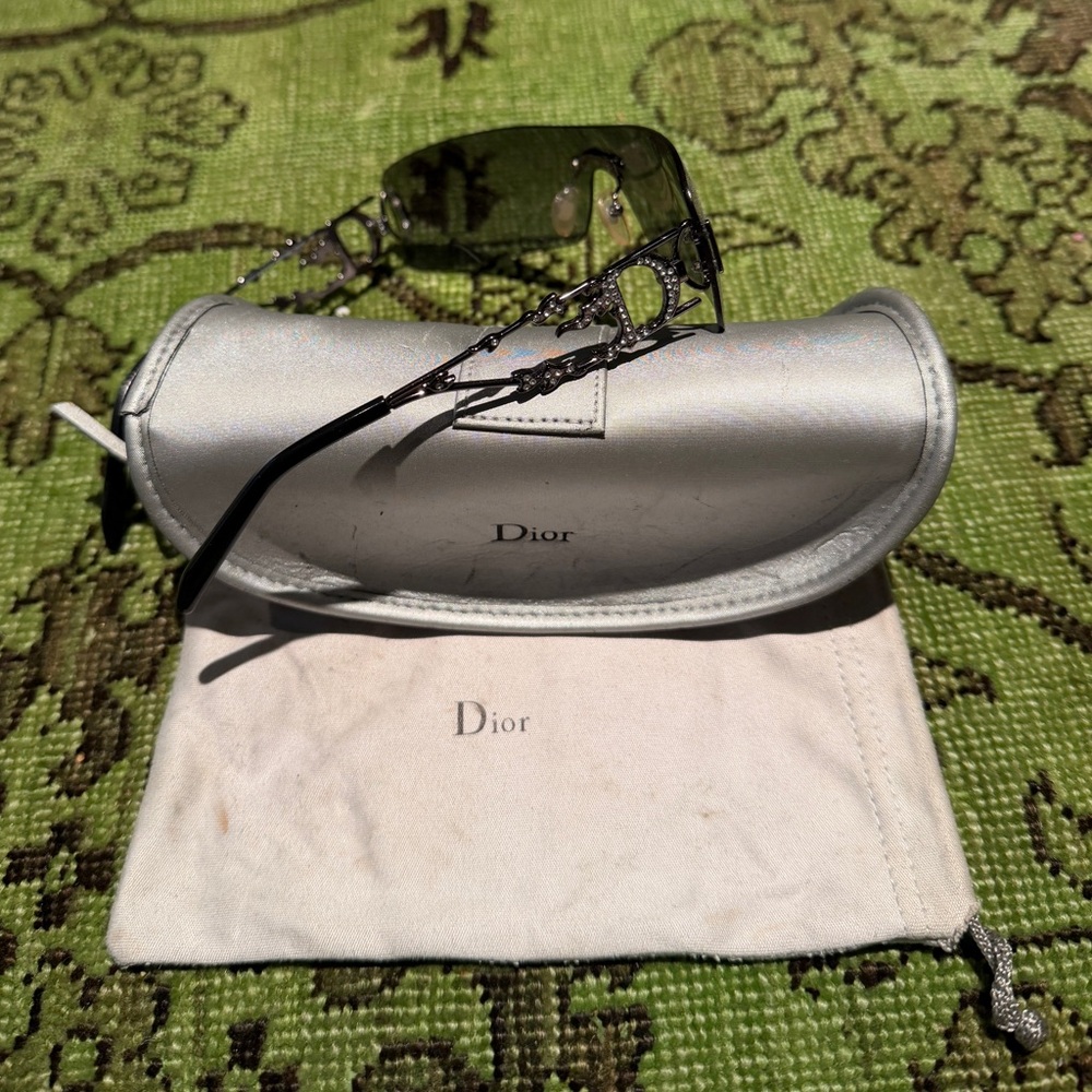 VTG Dior Fire Sunglasses Black with Silver Rhinstones
